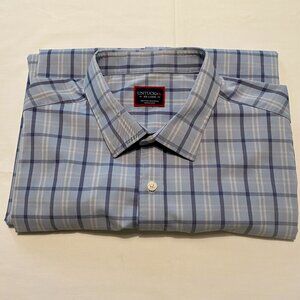 UNTUCKit Men’s Performance Torgiano Button-Down Shirt 2XL Blue White Plaid